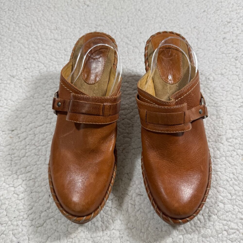 FRYE Charlotte Size 8.5 Ring Mule Leather Clogs Brazil Slip On Western Stitching - Picture 2 of 11